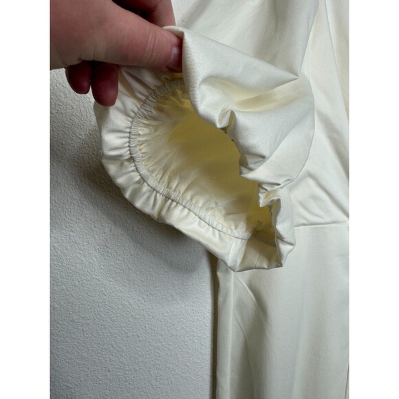J.Crew Size 24 Cutout Puff Sleeve Sheath Dress In Cotton Twill Ivory Lined NWT - Picture 7 of 16